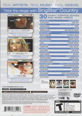 SingStar Country box cover back